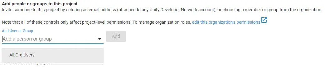 Unity Project Add Members Page